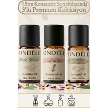 Ondéle 3'lü Huzurlu Ev Saf Esansiyel Uçucu Yağ Buhurdanlık Mum Difüzör Kokusu: Lavanta,pure Breeze,frekans