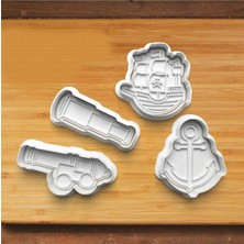 Hobist Korsan Gemisi Top Teleskop Çapa Kurabiye Kalıbı ve Şeker Hamuru Kalıbı