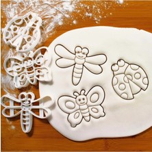 Hobist Sevimli Bahçe Böcekleri Kelebek Yusufçuk Uğur Böceği Kurabiye Kalıbı ve Şeker Hamuru Kalıbı