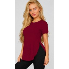 Bi Baksana Kadın Yırtmaç Detaylı Viskon Kumaş Bluz