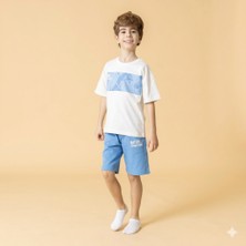Erkek Çocuk Pamuklu 2'li Takım Bisiklet Yaka Tshirt - Şort