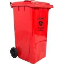 PremiumPort 240 Litre Sağlam Çöp Konteyneri, Kırmızı, A+ Isıya Dayanıklı