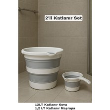 PremiumPort Pratik Katlanır Temizlik Seti, Kova ve Maşrapa ile Kolay Kullanım