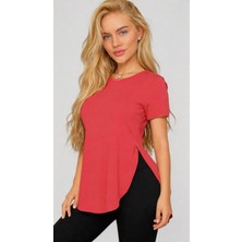 Meğdaix Kadın Yırtmaç Detaylı Viskon Kumaş Bluz