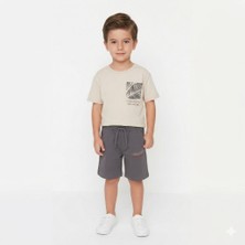 Erkek Çocuk Pamuklu 2'li Takım Bisiklet Yaka Tshirt - Şort