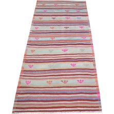 Zehra Abla Halı Vintage El Dokuma Şaheser Pastel Balıkesir Yolluk Yün Kilim 7284