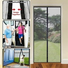 ForWhat Büro Ev Ofis Yazlık Hijyeni Için 90X120CM Siyah Manyetik Mıknatıslı Kapı Sineklik Tülü