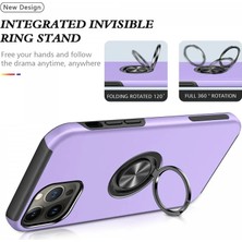 Najmaddin Newface iPhone 13 Pro Max Kılıf Elit Yüzüklü Kapak - Mor Najmaddin Markaon