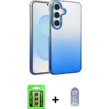 Marsilyan™- Galaxy A15 4g Kılıf Kıvılcım Minimal Özel Seri - Siyah Joko Magic 5d Cam + Gümüş Raze Metal Kamera Lens