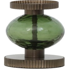 Yargıcı Renkli Cam Metal Detaylı Mumluk(13x12 Cm)