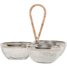 Yargıcı Rattan Saplı Cam Üç Bölmeli Servis Tabağı(20x22 Cm)