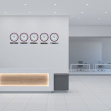 ForWhat Büro Ev Ofis Dekoru Için 5ADET 36CM Pembe Tarz Tabelalı Dünya Saatleri
