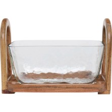 Yargıcı Mango Ağacı Standlı Cam Dikdörtgen Servis Kasesi(30x20x18 Cm)