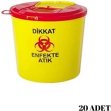 PremiumPort 5 Litre Tıbbi Atık Kova, Paketli 20 Adet, Hijyenik ve Güvenli Kullanım