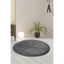 PremiumPort Yumuşak Peluş Banyo Pas Pası, 100X100 Cm, Jel Kaymaz Antrasit