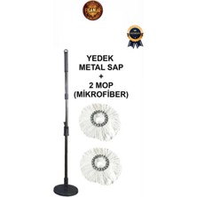 PremiumPort Çok Amaçlı Temizlik Seti Kovalarına Uyumlu Metal Yedek Sap + 2 Mop Başlığı