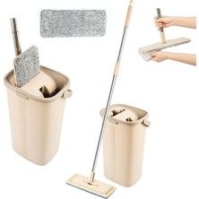 PremiumPort Pratik Spin Mop Tablet Mop Krem 5l + 4 Yedek Mop Bezi Seti