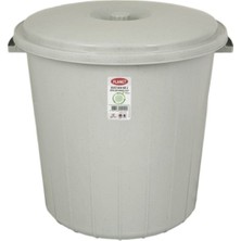 PremiumPort Şık Gri Yuvarlak Çöp Kovası 35 Litre, Temizlik Için Ideal Seçim