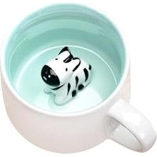 Mabeyn Mukko Home 3D Porselen Kupa – Sevimli Zebra Figürlü, 350 Ml, Eğlenceli ve Şık Tasarım,mavi