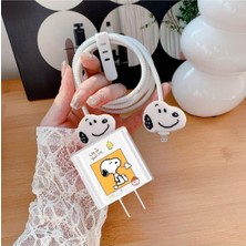 Mabeyn 18W/20W ile Uyumlu Snoopy Şarj Kılıfı, Şarj Kablosu Örme Aparatı, Toparlayıcı, Kablo Koruyucu