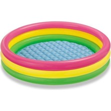 Arenes Intex 3 Boğumlu Gökkuşağı Desenli Şişirilebilir Zeminli Bebek Havuzu 86CM - 58924 (Lisinya)