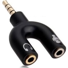 Mabeyn 3.5mm Kulaklık Çevirici Iki Girişli Kulaklığı Tek Girişli Yapar Pc Laptop Uyumlu Siyah