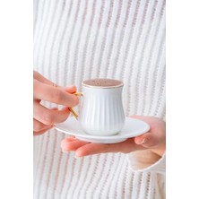 Mabeyn Lena 6 Kişilik Beyaz Kahve Fincanı Takımı - 90 ml
