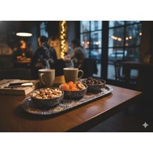 Mabeyn Metal 3’lü Meze ve Atıştırmalık Kase Seti,renkli Mozaik Desenli Sunum Tabağı Ile, Dayanıklı Çerezlik Sosluk Seti, Modern Sofra Sunum Ürünü
