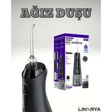 Linarya Şarjlı Ağız Duşu (Water Flosser) – 300ML Su Haznesi, 5 Başlıklı Ipx6 Su Geçirmez Diş Temizleyici Ağız Bakım Duşu Çanta Hediyelitaşınabilir Diş Protez Bakım ve Ağız Duşu Yüksek Kapasite Siyah