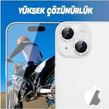 Mabeyn Iphone 15 / Iphone 15 Plus Ile Uyumlu Taşlı Metal Temperli Cam Lens Koruyucu, Mavi