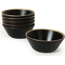 Mabeyn Keramika Mat Siyah Gold File Hitit Çorba Kasesi 14 cm 6 Adet 956