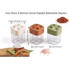 Mabeyn 4 Bölmeli Döner Kapaklı Pratik Baharatlık - Modern Tasarım Şeffaf Baharat Kavanozu (1'li, 2'li ve 3'lü Paket Seçenekleri - Karışık Renk) (2)