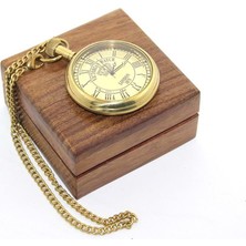 Elwes Ahşap Kutulu Pirinç Köstekli Saat