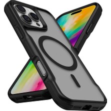 Mabeyn Için Uyumlu 16 Pro Max Kılıf M-Safe Şarj Özellikli Renkli Kenar Airbag Şeritli Lamer Kapak Siyah