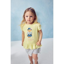 DeFacto Regular Fit Ayıcıklı Penye Kısa Kollu Tişört Kız Bebek H3234A526SM