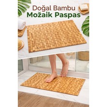 PremiumPort Suya Dayanıklı Bambu Banyo Paspası, Kaymaz Tabanlı, Ahşap Görünümlü