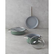 English Home Berlin Cerawell 5 Parça Tencere Seti 24-28-28 cm Yeşil