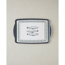 English Home Maritime Melody Melamin Kaydırmaz Tepsi 25X38 cm Beyaz - Lacivert