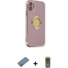 Marsilyan™- iPhone 12 Kılıf Iz Form Serisi - Siyah Joko Magic 5d Hayalet Cam + Açık Yeşil Metal Kamera Lens Koruma Cam