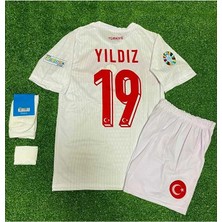 Türkiye Euro 2024 Kenan Yıldız Çocuk Forması 4'lü Set (Euro 2024 Patch) Beyaz