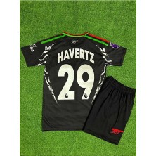 Arsenal 2024/25 Yeni Sezon Kai Havertz Deplasman Çocuk Forması 2'li Set (Black)