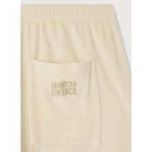 American Vintage Ekru Kadın Logo Baskılı Eşofman Altı FUX05AE26