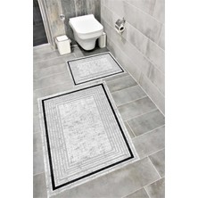 PremiumPort Suya Dayanıklı Dijital Baskılı Kaymaz Tabanlı Banyo Paspası Takımı
