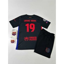 B.a.r.c.e.l.o.n.a 2024/25 Yeni Sezon Lamine Yamal Deplasman Çocuk Forması (Black Armalı)