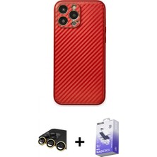 Marsilyan™- iPhone 13 Pro Max Kılıf Ahenk Işık - Siyah Bilvis 5in1 5d Magic Hayalet Cam Ekran Koruyucu + Gold Raze Metal Kamera Lens