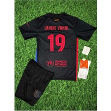 2024/25 Yeni Sezon Lamine Yamal Siyah Deplasman Çocuk Forması 4lü Set (Black) Ag