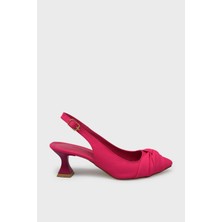Kanuga Kadın Yazlık Topuklu Ayakkabı Fuşya Saten BB2023-14