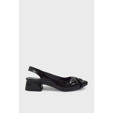 Kanuga Kadın Kısa Topuk Topuklu Ayakkabı Siyah Rugan LPA650