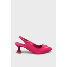 Kanuga Kadın Yazlık Topuklu Ayakkabı Fuşya Saten BB2023-06