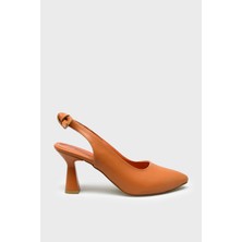 Kanuga Kadın Arkası Fiyonklu Topuklu Ayakkabı Turuncu BB2022-77